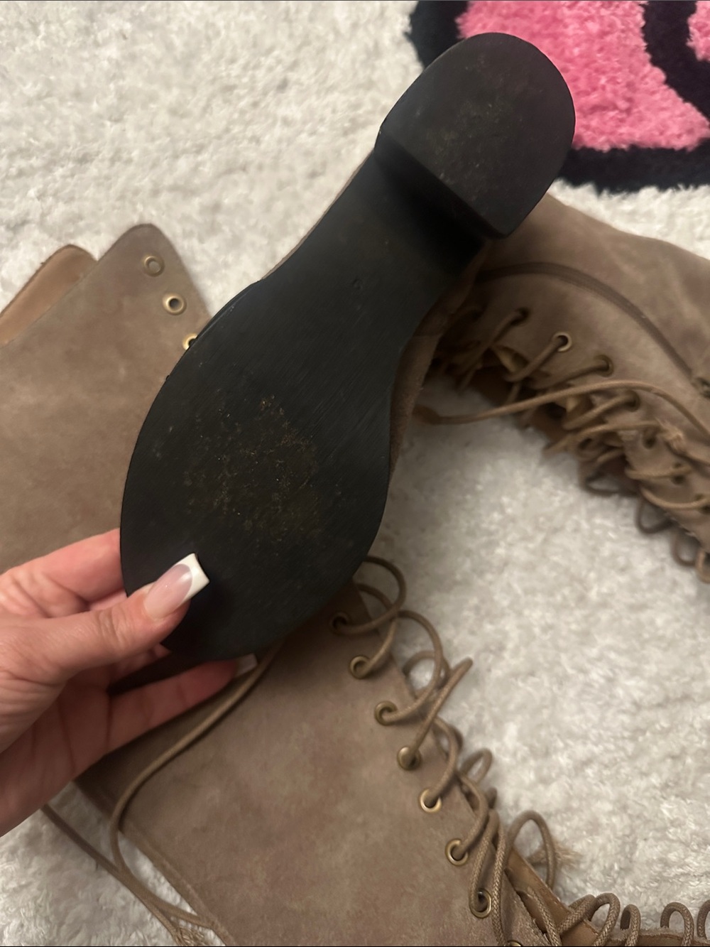 JEFFREY CAMPBELL Lace-Up Over-the-Knee Suede Boots in Taupe - Picture 3 of 4